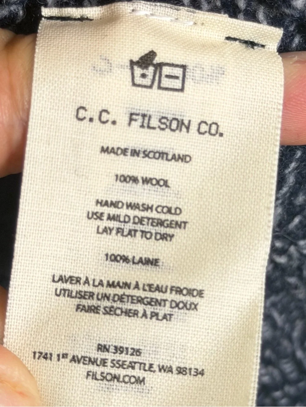 Filson Men’s 4GG Crewneck Sweater Navy Marled 100% Wool XL Pullover_8